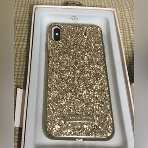 Nanette Lepore protective Glitter Case for iPhone XS Max. Gold glitter.